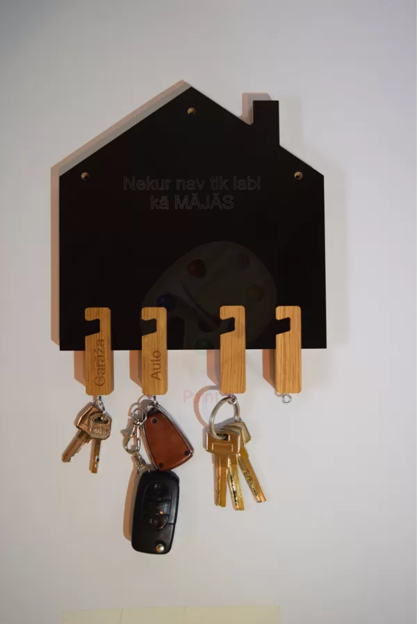 Atslēgu māja ar personalizētiem atslēgu piekariņiem - viedtālruņu turētājiem